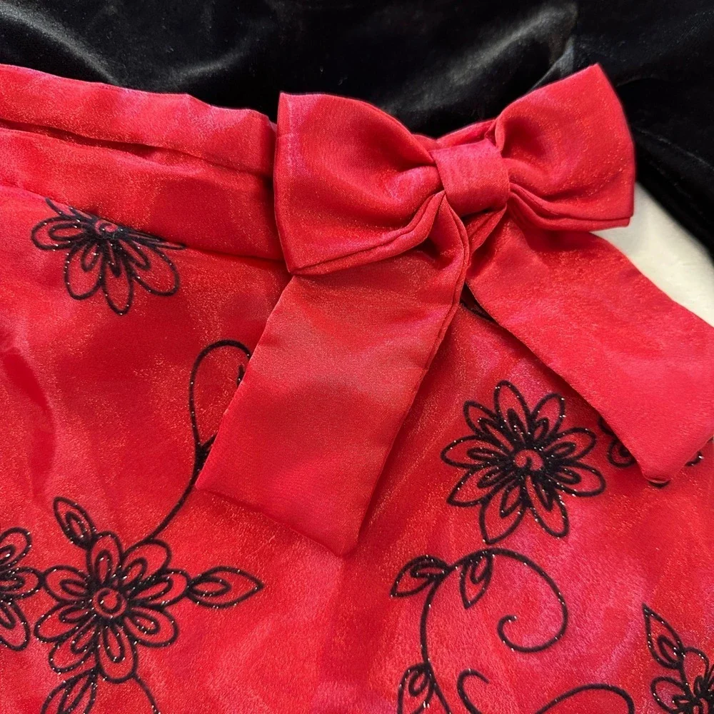 Blueberry Boulevard Red Black Velvet Flower‎ Dress Toddler Girl 18M